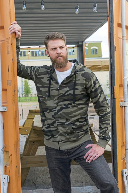 Full Zip Camo Hooded Sweat Jacket • Burnside