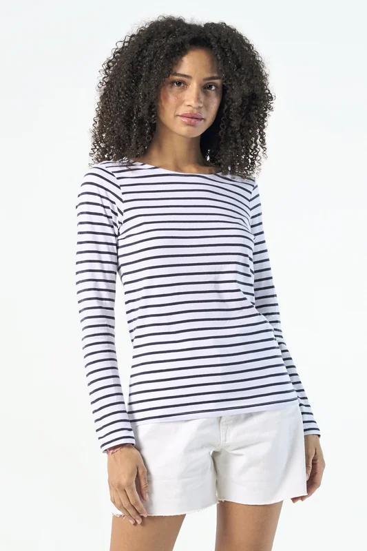 Women´s Long Sleeve Striped T-Shirt Marine • SOL´S