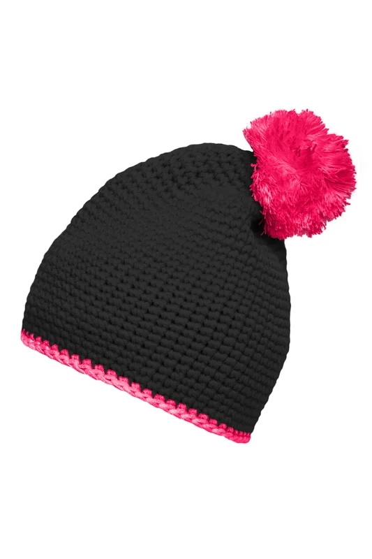 Pompon Hat With Contrast Stripe • Myrtle beach