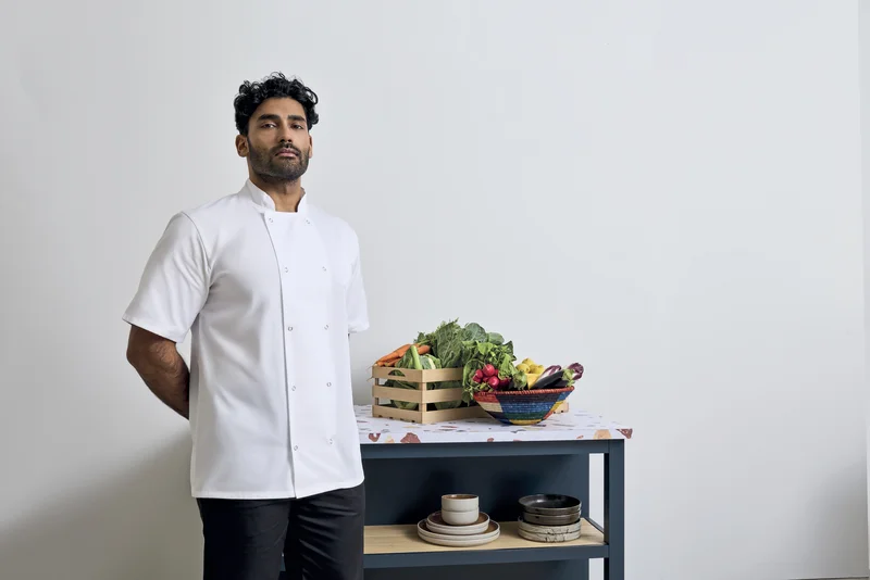 Studded Front Short Sleeve Chef´s Jacket • Premier Workwear