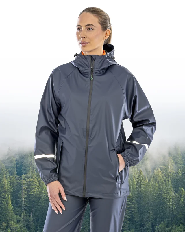 Prism PU Waterproof Jacket with Reflective Bands & Recycled Backing • Result Recycled