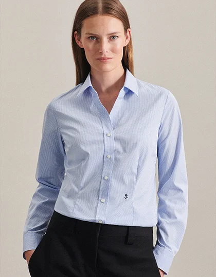 Women´s Blouse Slim Fit Check/Stripes Long Sleeve • Seidensticker