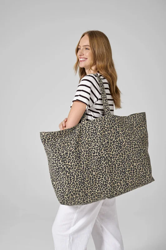 Leopard Print Canvas Oversized Tote Bag • Westford Mill