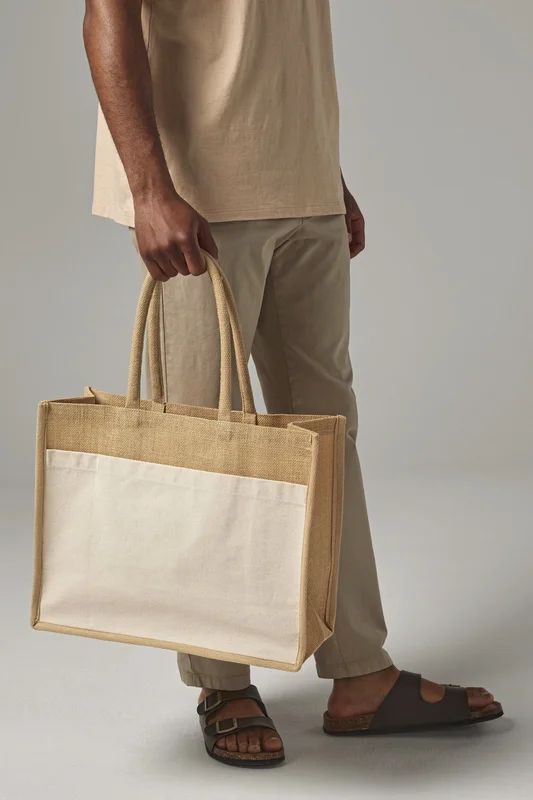 Cotton Pocket Natural Starched Jute Shopper • Westford Mill