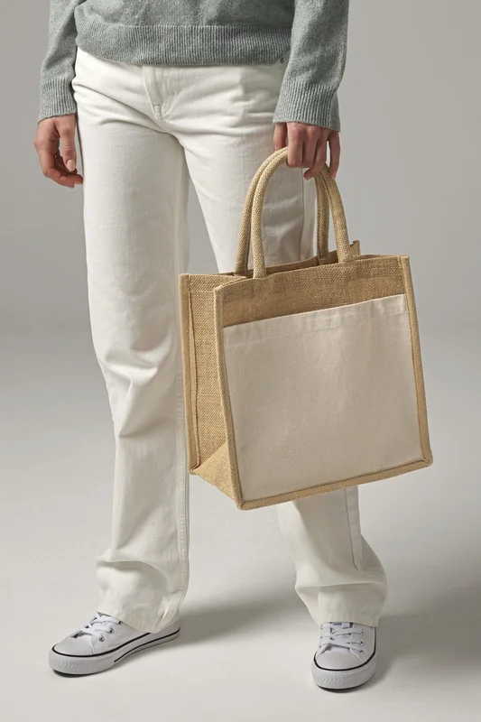 Cotton Pocket Natural Starched Jute Midi Bag • Westford Mill