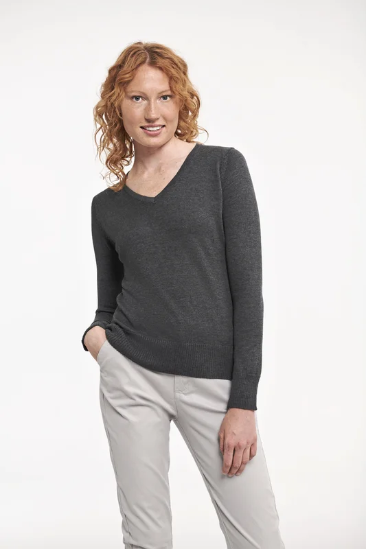Ladies´ V-Neck Knitted Pullover • Russell Collection