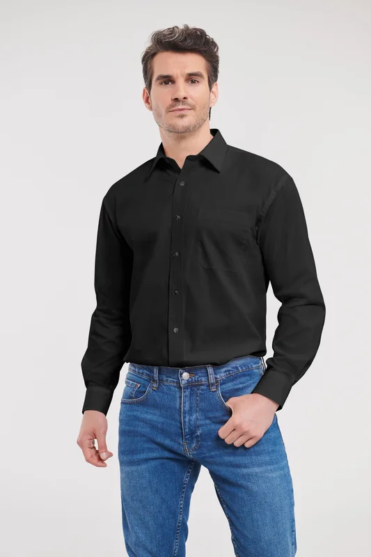Men's Long Sleeve Classic Pure Cotton Poplin Shirt • Russell Athletic Collection