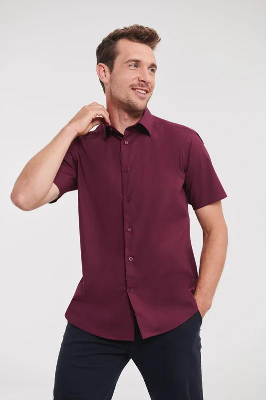 Men's Short Sleeve Fitted Stretch Shirt • Russell Athletic Collection