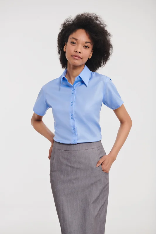 Ladies' Short Sleeve Tailored Ultimate Non-Iron Shirt • Russell Athletic Collection