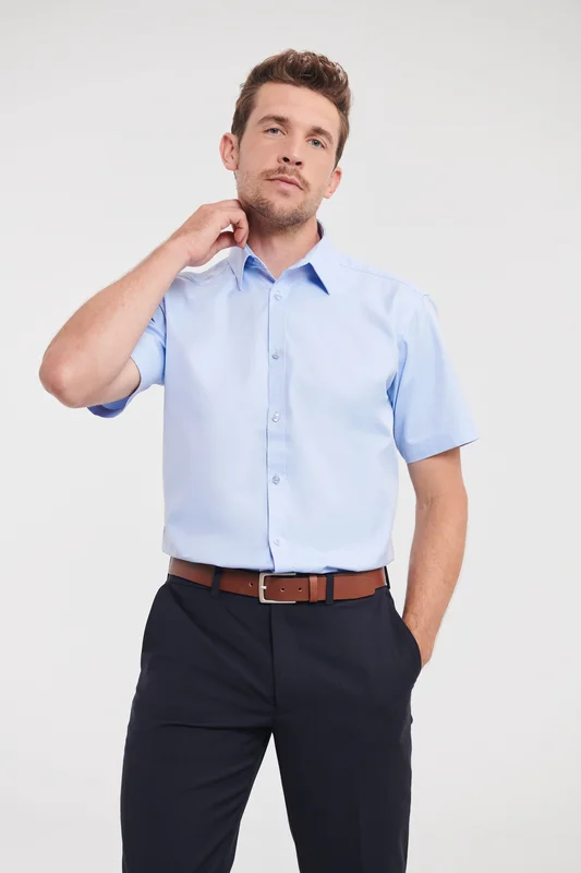 Men´s Long Sleeve Tailored Herringbone Shirt • Russell Athletic Collection